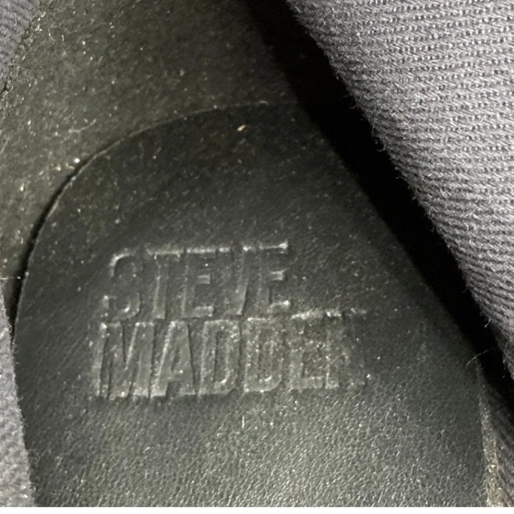 Steve Madden Mens Black Leather Harness Ankle Boots Side Zip Buckle Detail